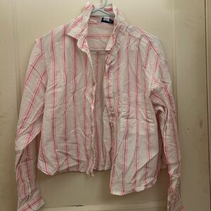 Old Navy Pink and White Striped Shirt
